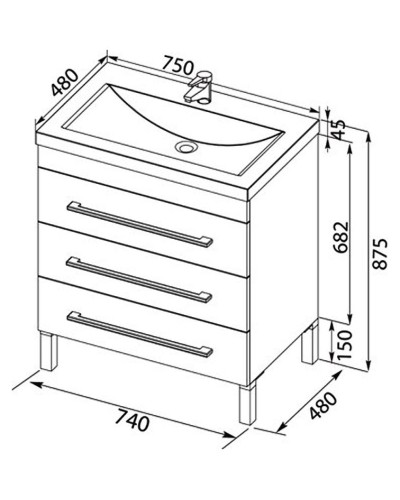 Тумба с раковиной Aquanet Верона 75 212874 Белая