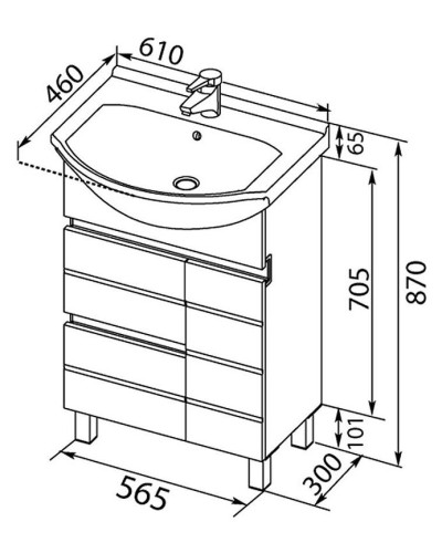 Тумба с раковиной Aquanet Доминика 60 212754 Белая