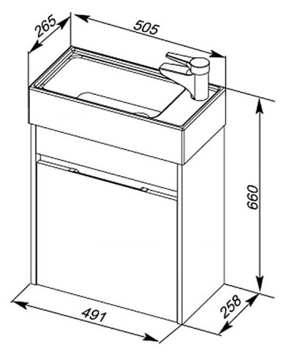 Тумба с раковиной Aquanet Лидс 50 213042 подвесная Эвкалипт мистери