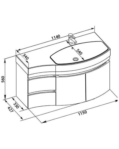 Тумба с раковиной Aquanet Опера 115 R 212992 подвесная Белая