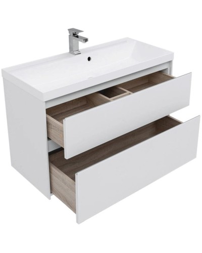 Тумба под раковину Aquanet Гласс 100 235664 подвесная Белая