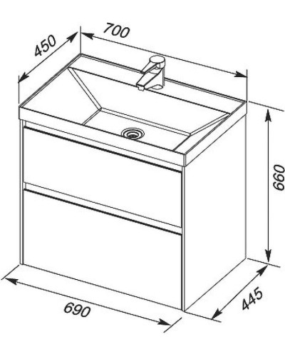 Тумба под раковину Aquanet Гласс 70 206700 подвесной Белая
