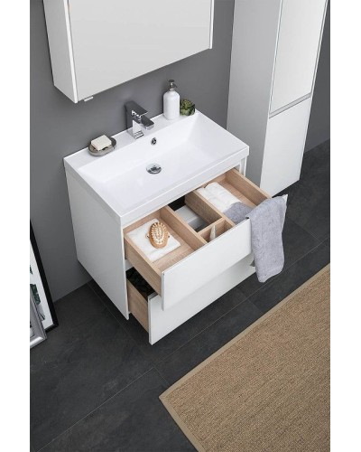 Тумба под раковину Aquanet Гласс 80 238361 подвесной Белая