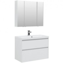 Тумба под раковину Aquanet Гласс 90 196960 подвесной Белая