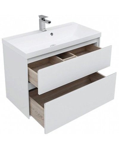 Тумба под раковину Aquanet Гласс 90 196960 подвесной Белая