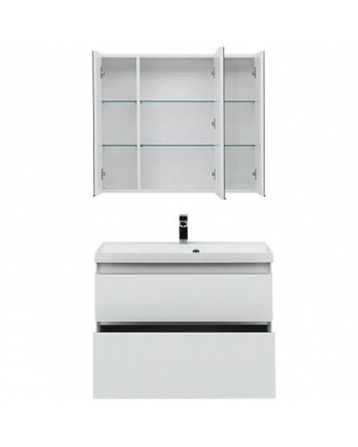 Тумба под раковину Aquanet Гласс 90 196960 подвесной Белая