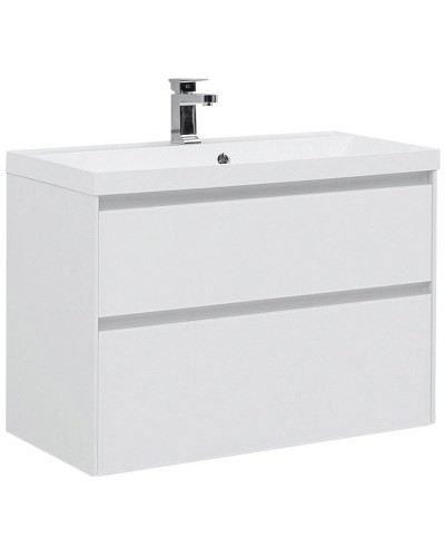 Тумба под раковину Aquanet Гласс 90 196960 подвесной Белая