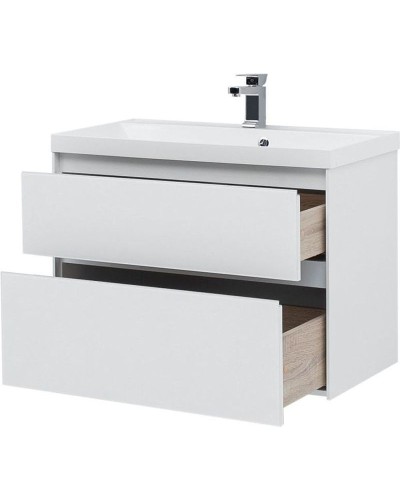 Тумба под раковину Aquanet Гласс 90 196960 подвесной Белая