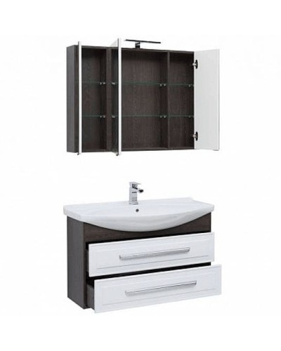 Тумба под раковину Aquanet Остин 105 201731 подвесная Белый глянец Дуб кантербери