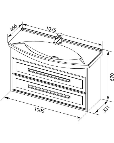 Тумба под раковину Aquanet Остин 105 201731 подвесная Белый глянец Дуб кантербери