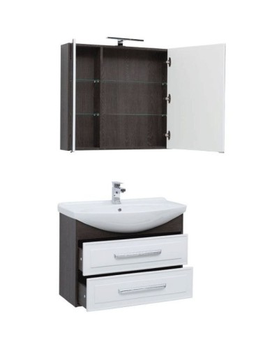 Тумба под раковину Aquanet Остин 85 200908 подвесная Белый глянец Дуб кантербери