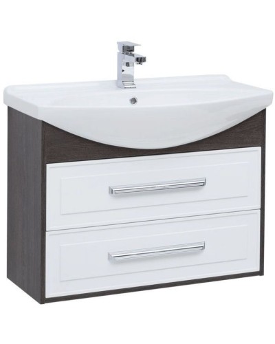 Тумба под раковину Aquanet Остин 85 200908 подвесная Белый глянец Дуб кантербери