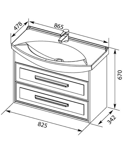 Тумба под раковину Aquanet Остин 85 200908 подвесная Белый глянец Дуб кантербери