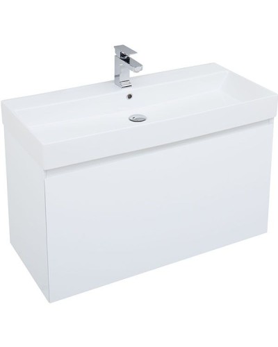 Тумба с раковиной Aquanet Йорк 100 212594 подвесная Белый глянец