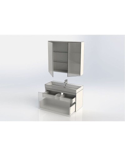 Тумба с раковиной Aquanet Йорк 100 212594 подвесная Белый глянец