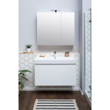 Тумба с раковиной Aquanet Йорк 100 212594 подвесная Белый глянец