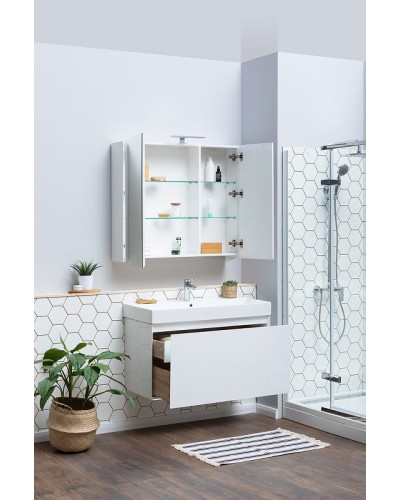 Тумба с раковиной Aquanet Йорк 100 212594 подвесная Белый глянец