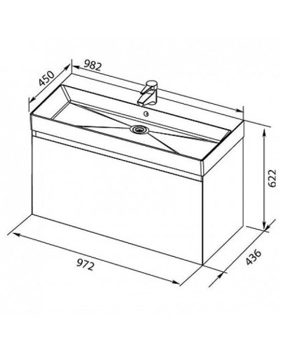 Тумба с раковиной Aquanet Йорк 100 212594 подвесная Белый глянец