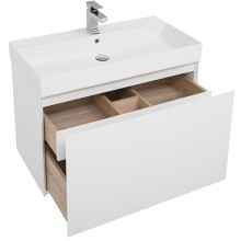 Тумба с раковиной Aquanet Йорк 85 212593 подвесная Белый глянец