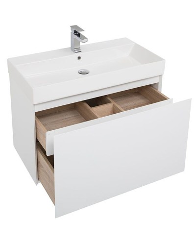 Тумба с раковиной Aquanet Йорк 85 212593 подвесная Белый глянец