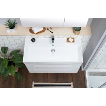 Тумба с раковиной Aquanet Йорк 85 212593 подвесная Белый глянец