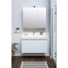 Тумба с раковиной Aquanet Йорк 85 212593 подвесная Белый глянец