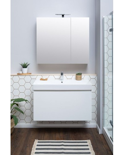 Тумба с раковиной Aquanet Йорк 85 212593 подвесная Белый глянец