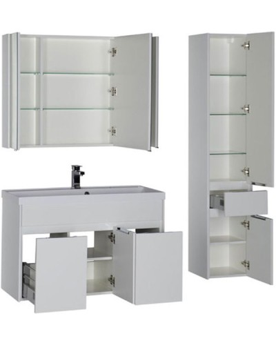 Тумба с раковиной Aquanet Латина 100 212837 подвесная Белая