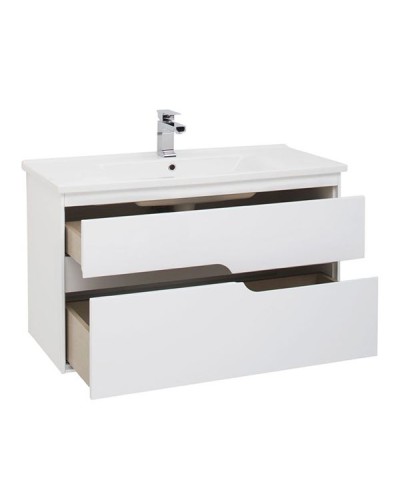 Тумба с раковиной Aquanet Модена 100 212664 подвесная Белый глянец