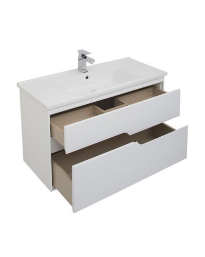 Тумба с раковиной Aquanet Модена 100 212664 подвесная Белый глянец