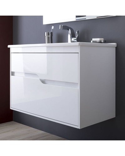 Тумба с раковиной Aquanet Модена 100 212664 подвесная Белый глянец