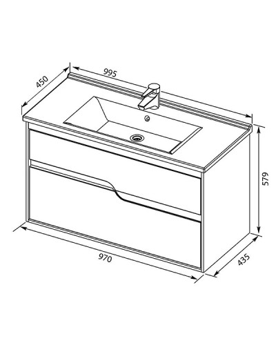 Тумба с раковиной Aquanet Модена 100 212664 подвесная Белый глянец