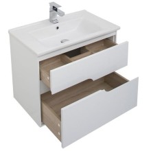 Тумба с раковиной Aquanet Модена 75 212662 подвесная Белый глянец