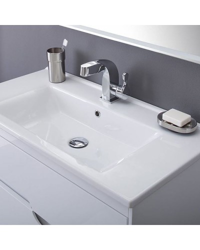 Тумба с раковиной Aquanet Модена 75 212662 подвесная Белый глянец