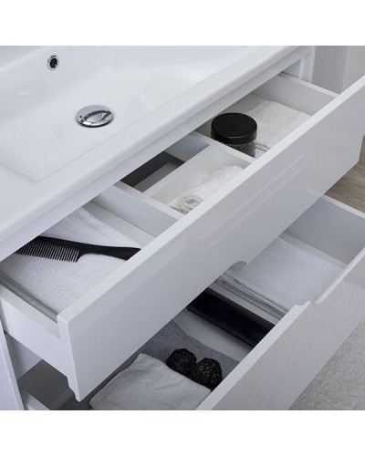 Тумба с раковиной Aquanet Модена 85 212663 подвесная Белый глянец