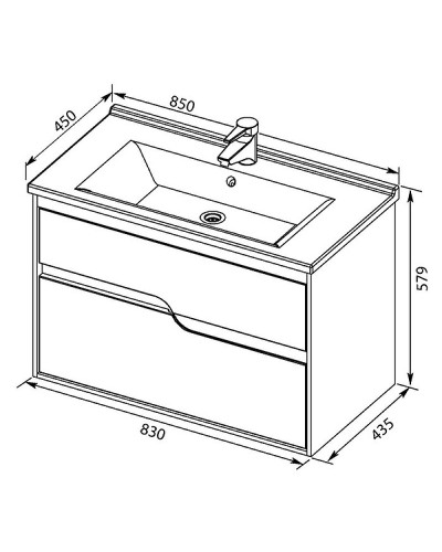 Тумба с раковиной Aquanet Модена 85 212663 подвесная Белый глянец