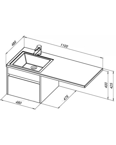 Тумба под раковину Aquanet Токио 110 236915 подвесная Белая