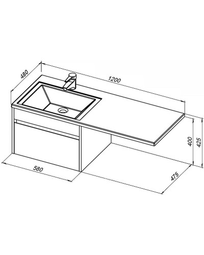 Тумба под раковину Aquanet Токио 120 236916 подвесная Белая