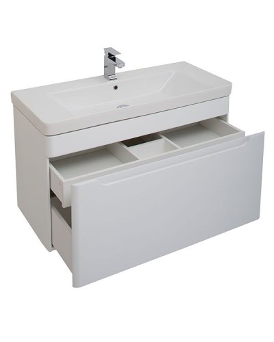 Тумба с раковиной Aquanet София 105 212588 подвесная Белый глянец