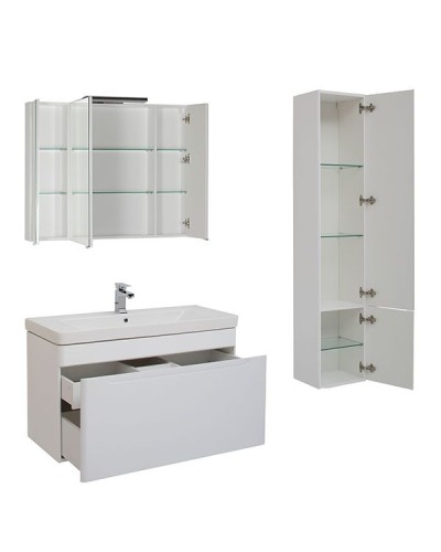 Тумба с раковиной Aquanet София 105 212588 подвесная Белый глянец