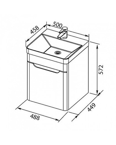 Тумба с раковиной Aquanet София 50 212585 подвесная Белый глянец