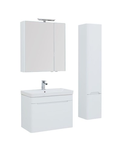Тумба с раковиной Aquanet София 80 212587 подвесная Белый глянец