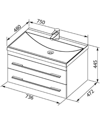 Тумба с раковиной Aquanet Нота 75 212796 подвесная Белая