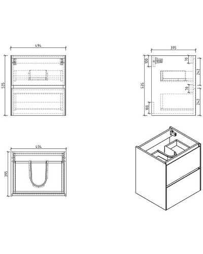 Тумба под раковину BelBagno Pietra Mini 50 PIETRA MINI-500-2C-SO-BL подвесная Bianco Lucido