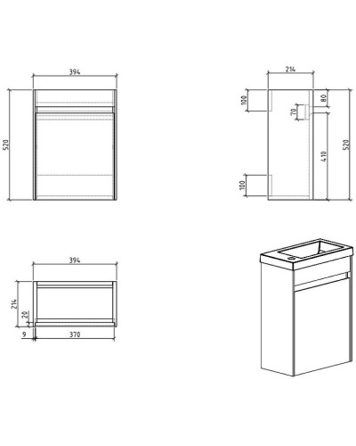 Тумба под раковину BelBagno Pietra Mini 40 PIETRA MINI-400-1A-SO-BL-L подвесная Bianco Lucido