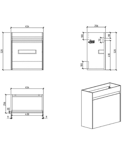 Тумба под раковину BelBagno Pietra Mini 46 PIETRA MINI-460-1A-SO-PT-L подвесная Stone