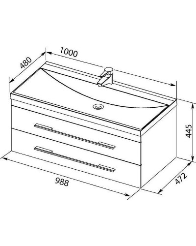 Тумба с раковиной Aquanet Нота 100 212860 подвесная Белая