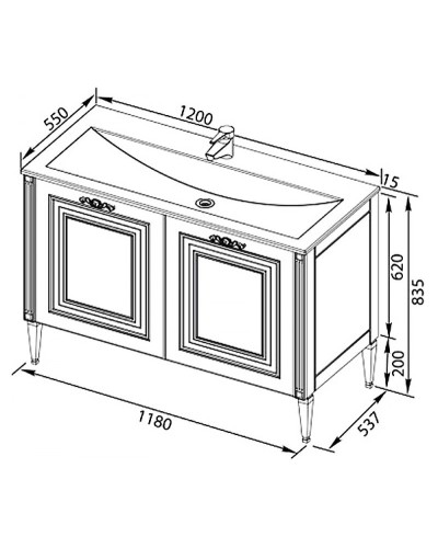 Тумба с раковиной Aquanet Паола 120 212605 Белая