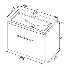 Тумба с раковиной Aquanet Порто 80 212577 подвесная Белая