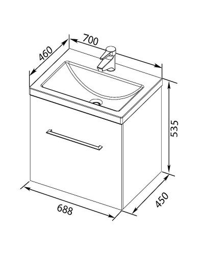 Тумба под раковину Aquanet Порто 70 241747 подвесной Белая